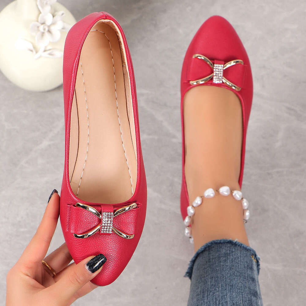 pointed toe womens shoes spring new fashion free shipping hot casual bowknot soft sole flat large size shallow mouth loafers trendy