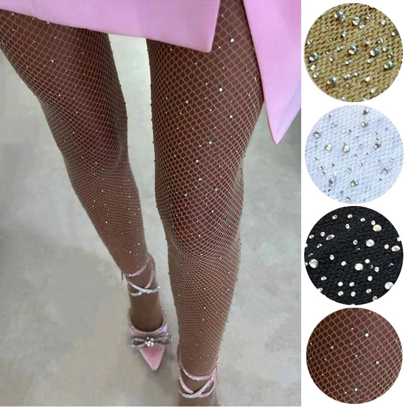 2024 Été Résille Diamant Collants pour Femmes Sexy Mode Brillant Net Collants Femme Mince Strass Maille Nylon Bas Tights251201