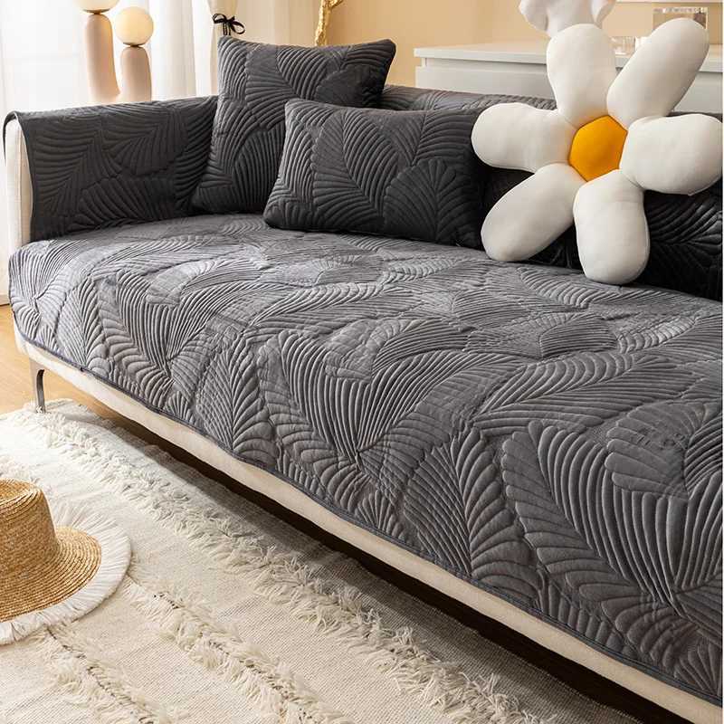 Thicken Sofa Mat Cover Nordic Leaves Jacquard Lounge Corner L Shape Sofa Towel Non-Slip Home Couch Covers Protector Living Room M251204-image-1087199571