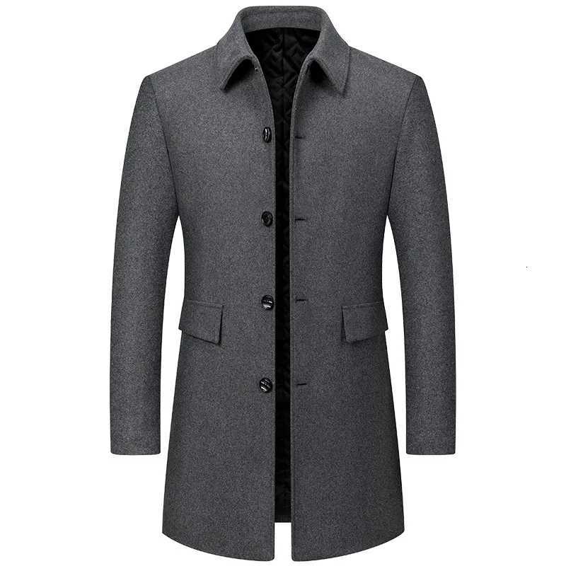 Brand Winter 25 Wool Men Thick Coats Turn Down Collar Male Fashion Woolen Blend Outerwear Coats High Quality Trench Jackets ManXJ251204