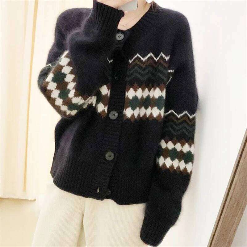 ITOOLIN et vêtements d'extérieur élégants Style coréen doux tricot femmes tricoté Cardigan décontracté col rond pull