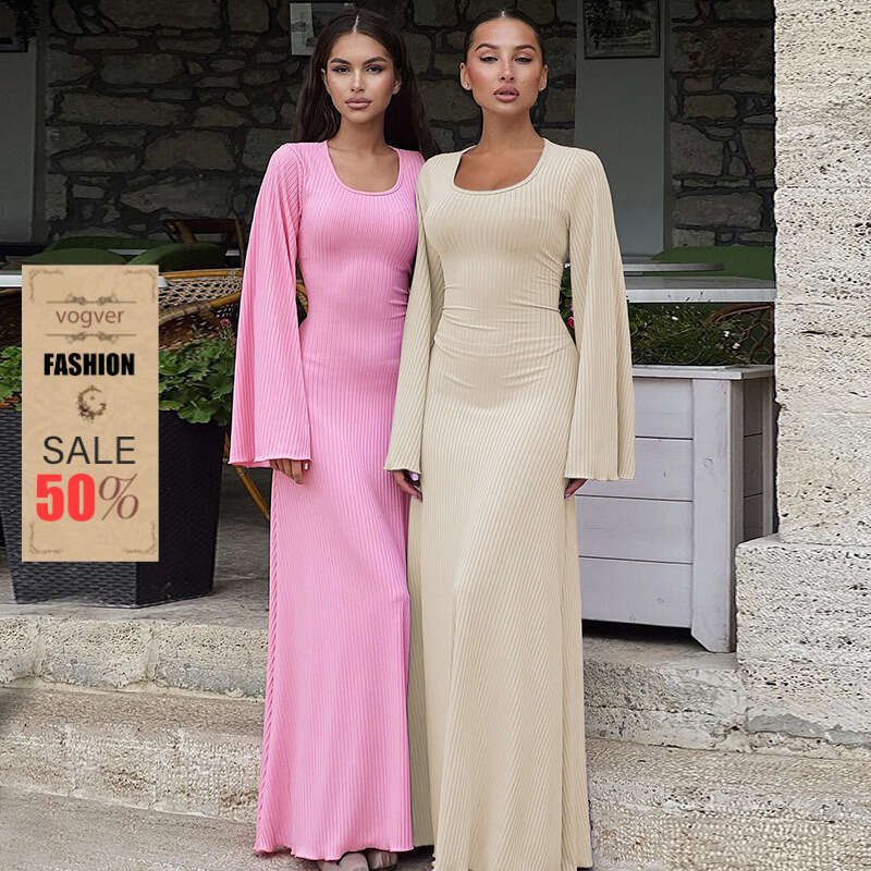 Robe pour femmes concepteur de luxe printemps 2026 femmes 2025 été nouvelle mode ample col en U dos cravate à manches longues robe