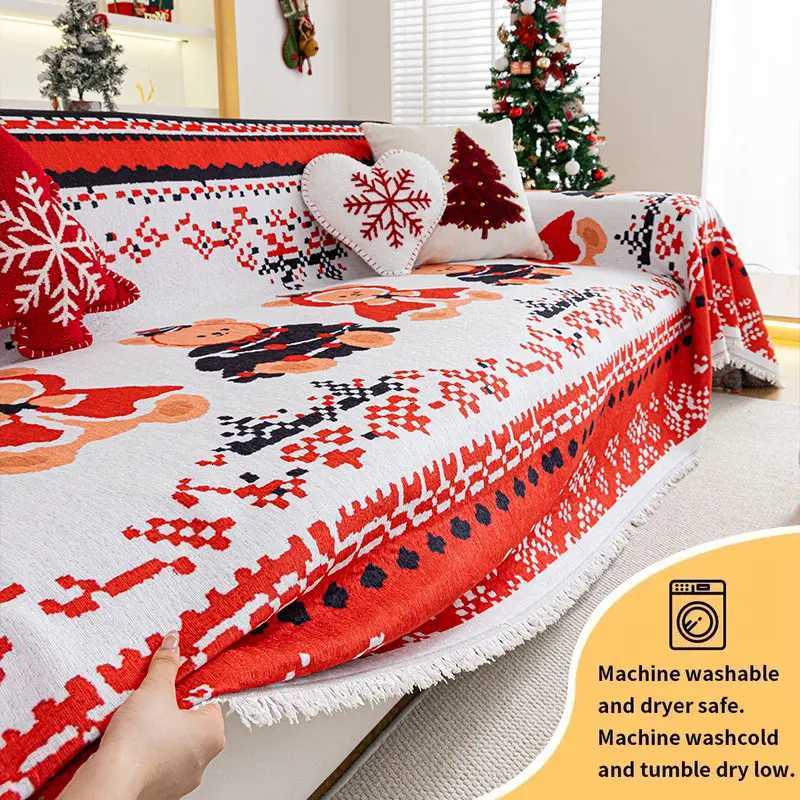 1PC-Christmas Day Snow Neale Sofa Towels Sofa Cover Fully Wrapped Non Slip Sofa Cushion M251204-image-1087196930