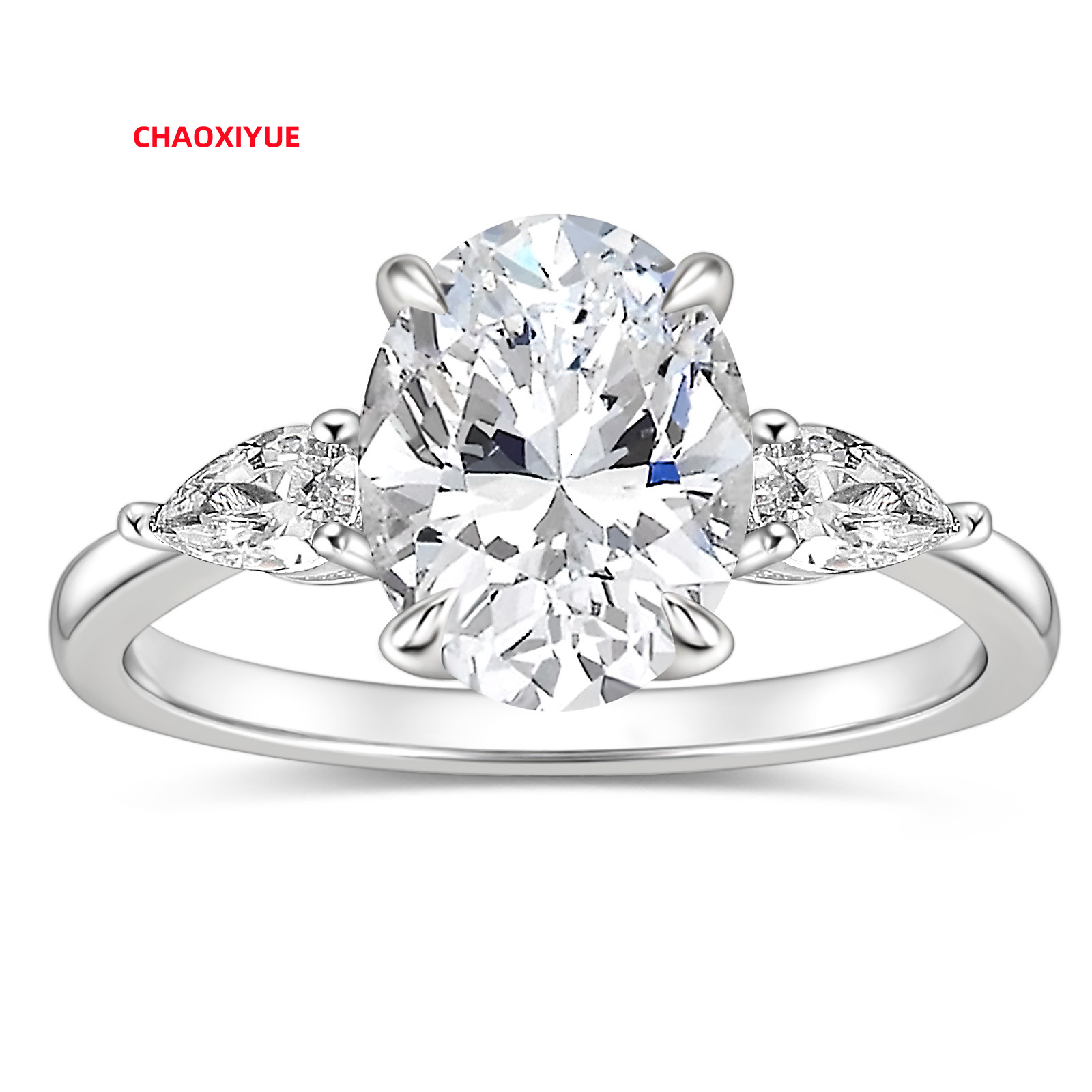 OAHLAN luxe 925 bague en argent Sterling 3CT Zircon 3 pierres ovale coupe anneaux de mariage promesse bande de fiançailles pour les femmes taille