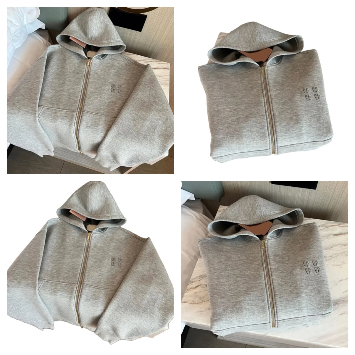 Mui Womens Hooded Zip Up Hoodie Gray Long Sleeve Zipper Jacket High Quality Preppy Street Style Sweatshirt For Autumn Spring From Tshirt_hoodies siz