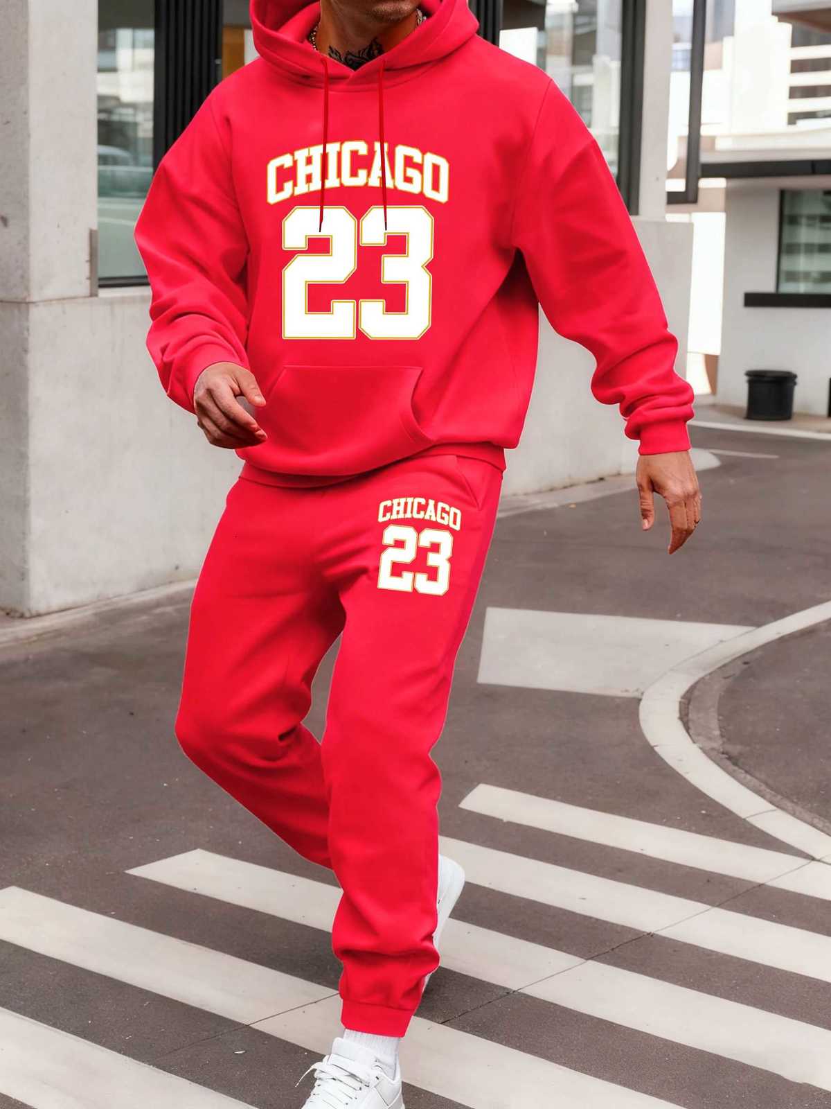 Chicago Numéro 23 Imprimé Sweat à capuche pour hommes Ensemble Sport Pull en vrac Pantalon décontracté en molleton All-Match Pocket Sportswear Pa