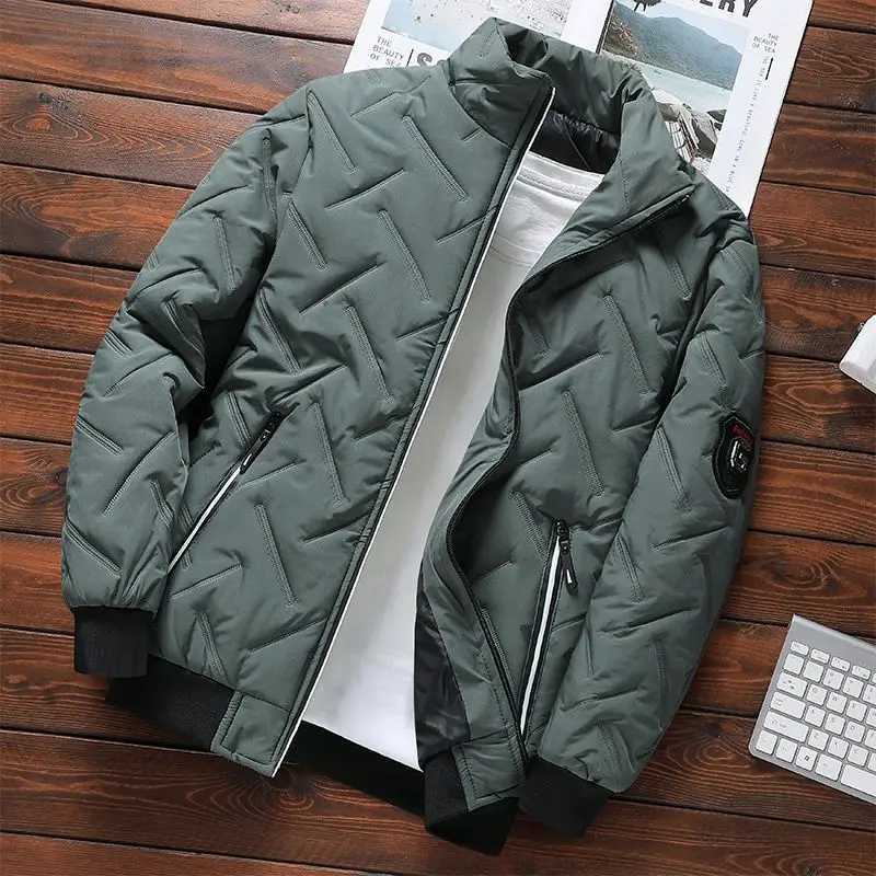 Mens Winter Warm Cotton Padded Jacket 2025 New Arrival Business Coat Trendy Versatile Cotton Coat for Young Men Thick Outerwear M251205