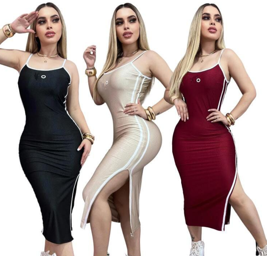 Robes moulantes décontractées pour femmes débardeur jupe fesse imprimer Robe Longue Femme Robe Sexy mince femmes jupe mi-longue