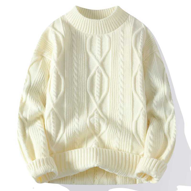 Hommes tricoté à manches longues pull hommes couleur unie pull automne/hiver doux chaud confortable haut épais chaud laine pulls W251205