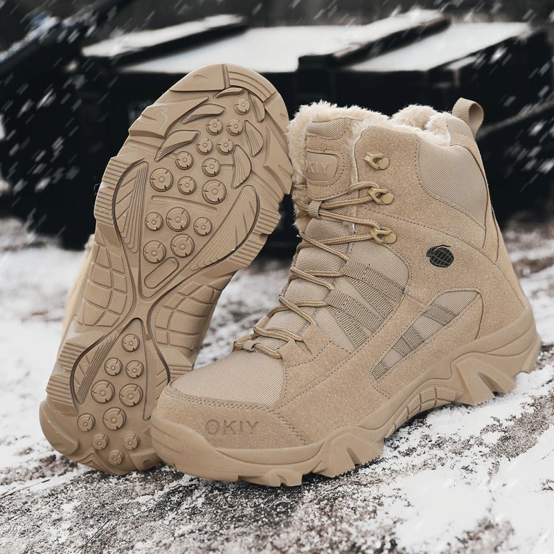 LiXingMing hiver chaussures de randonnée hommes imperméable coton chaud bottes de neige doublé de fourrure marche en plein air montagne Camping b