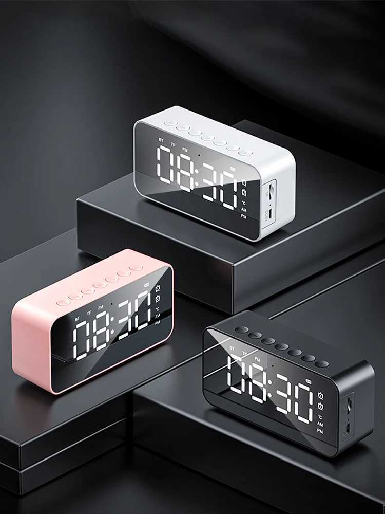 Mini miroir LED de bureau, horloge numérique, réveil, bluetooth, audio sans fil, haut-parleur de téléphone portable, effet sonore stéréo, M251205