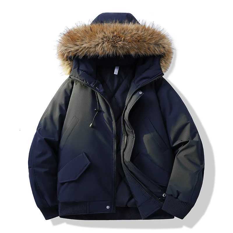 Mens Bomber Jackets Army Cotton Padded Coats Thick Jackets Hooded Fur Collar Short Parka Puffer Jacket Winter Coats Men Clothing M251205