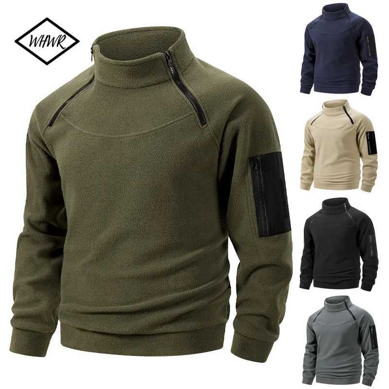 2025 Hommes Polaire Polaire Extérieur Chaud Respirant Tactique Fermeture À Glissière Col Debout Manches Longues Casual Couleur Unie Sweat S-XXXL