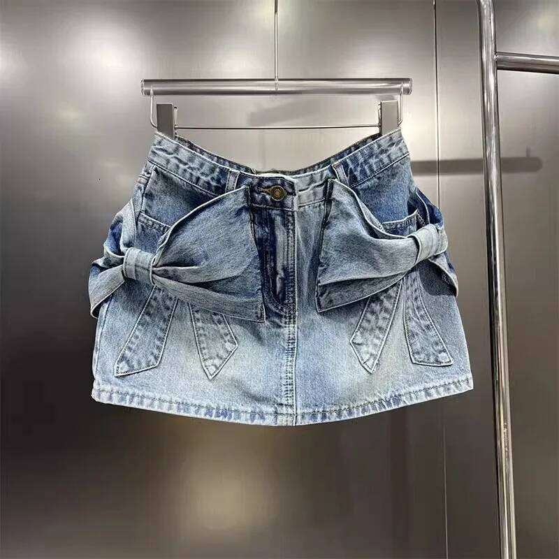 Mini jupe en jean à nœud mignon pour femmes, nouveau Design d'été en forme de A