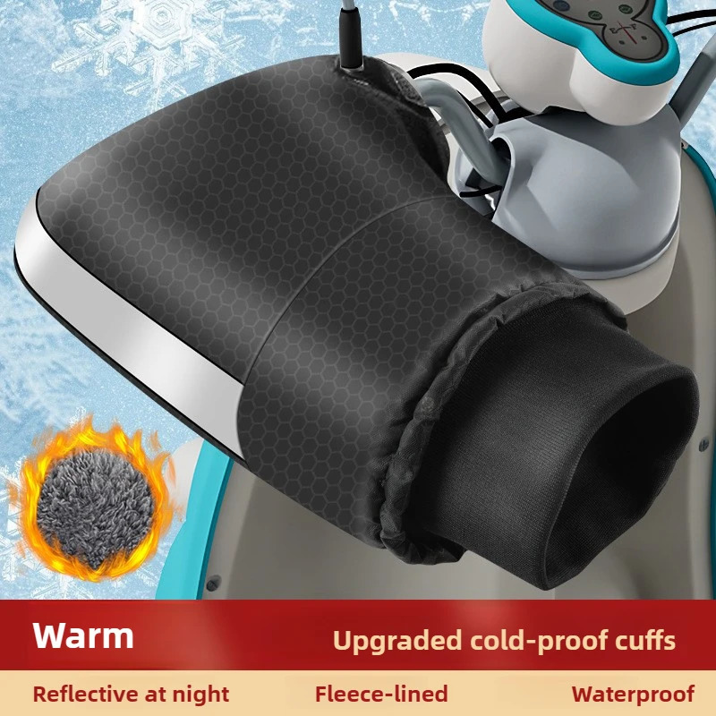 Moto 1 paire de manchons de guidon d'hiver gants thermiques imperméables vélo électrique motoneige coupe-vent rembourré chauffage couvre-mains 25