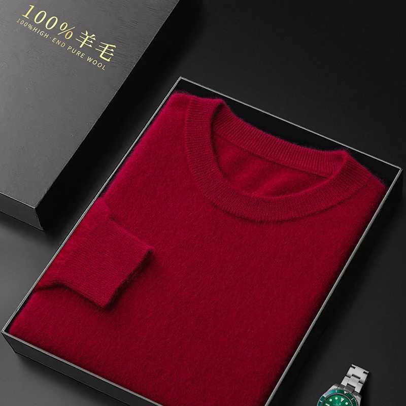 Fall/Winter New Cashmere Sweater Mens 00 Pure Wool Thick Crewneck Sweater Casual Knitted Bottom Shirt W251205
