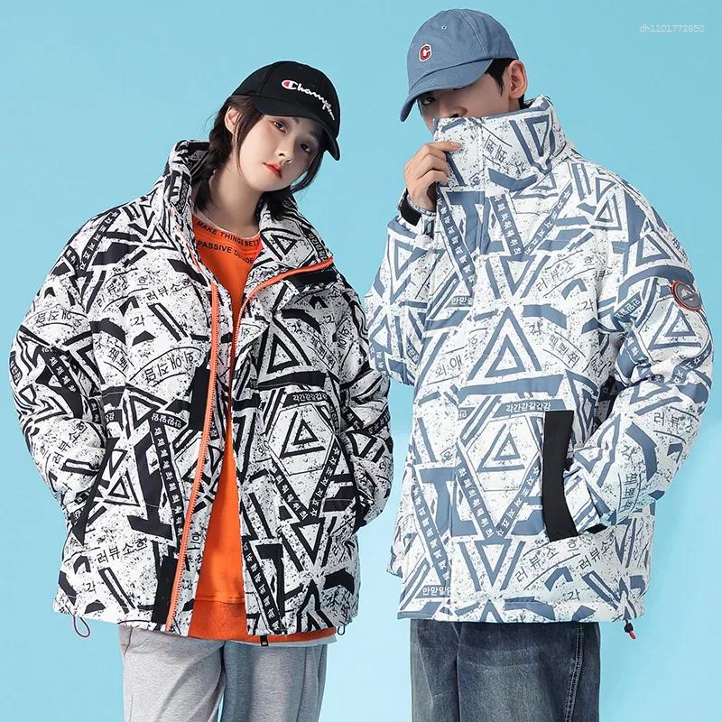 Men's Down Couple's Coats Short Korean Style Stand Collar White Duck Jacket For Men & Women Winter Printed Puffer Jackets JK-986