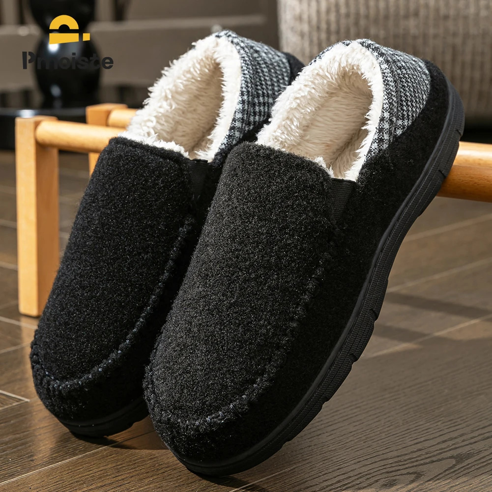 Pantoufles d'hiver pour hommes Mark Line TPR semelle confortable feutre chaud antidérapant doux mousse à mémoire coussin maison chaussures 251201