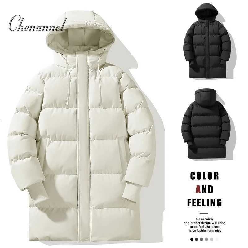 Veste matelassée en coton mi-longue d'hiver veste matelassée en coton chaud et épais veste à pain simple à capuche noire M251205
