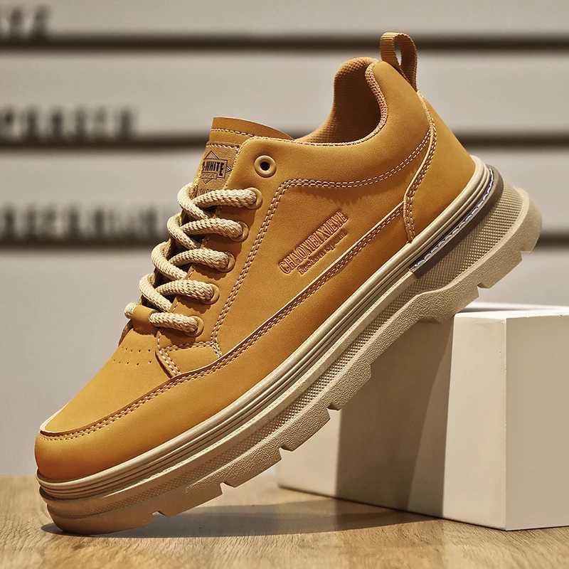 Hommes en cuir chaussures décontractées en plein air semelle épaisse hommes bottes de travail chaussures de sport de marche confortables pour hom