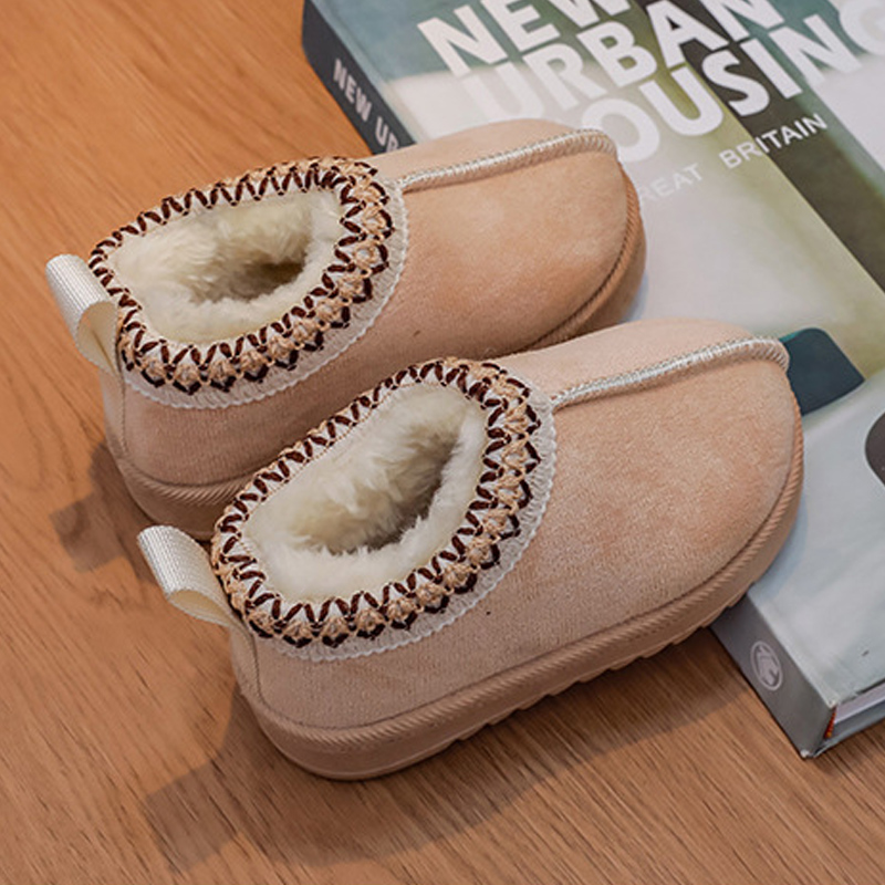 Bottes de neige pour enfants, bottines écologiques, doublées en polaire, épaisses, en coton, unisexes, noires et brunes, nouvelle collection auto