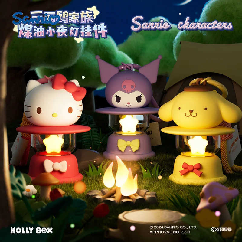 Sanrio New Genuine Family Kerosene Night Light Pendant Toys Anime Kuromi Pochacco Cinnamoroll Melody Keychain Ornaments For Kids H251205-image-1087348820