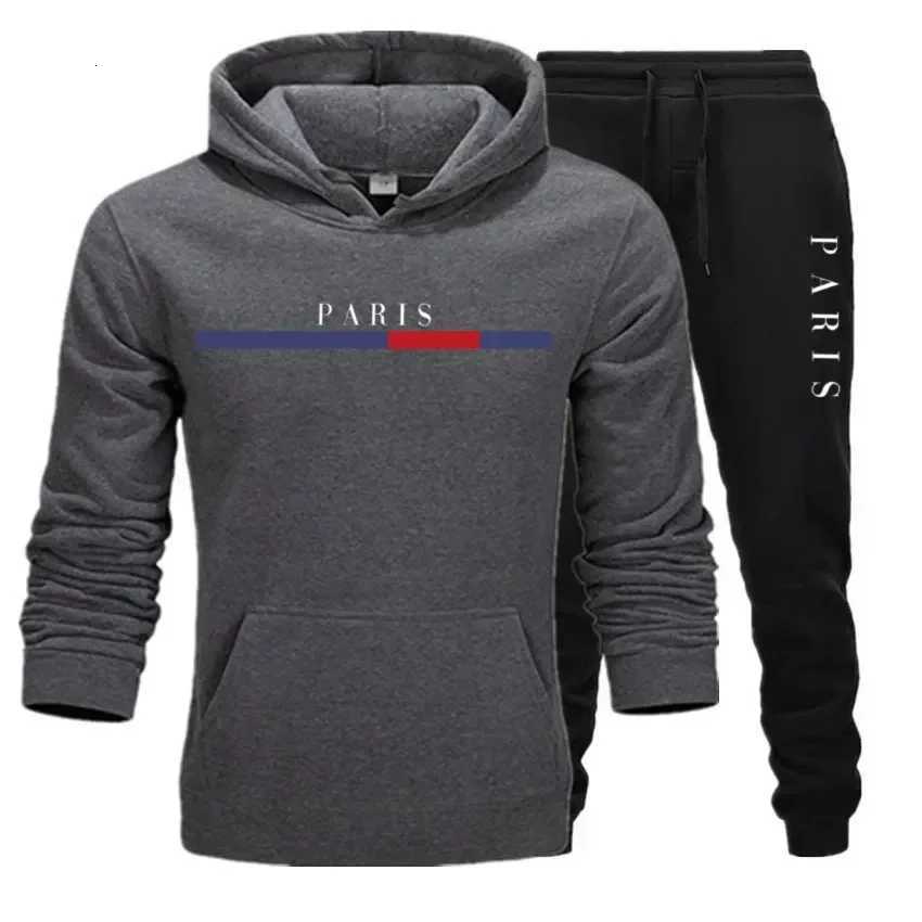 Fashion autumn and winter mens and womens hoodie pants two-piece set 2025 new outdoor jogging sports mens leisure suit X251205