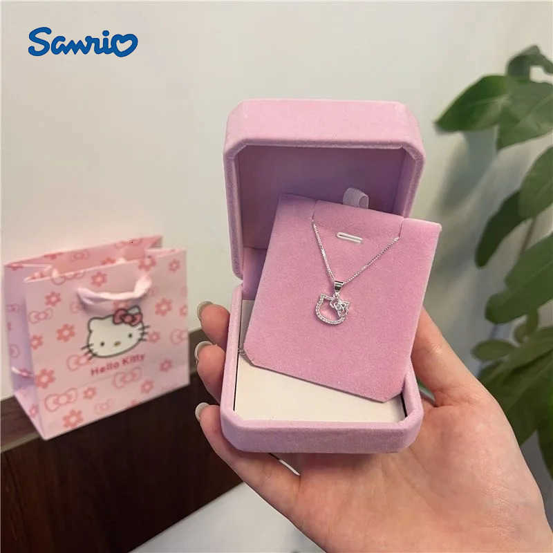 Sanrio Kawaii Hello Kitty Anime Clavicle Chain Pendant Necklace Womens Simple White Elegant Necklace Womens Jewelry Gift H251205