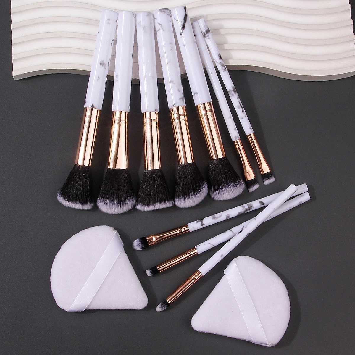 12PCS high-quality makeup brush set loose powder brush eyeshadow brush makeup set brush soft triangular powder puffT251205-image-1087323744