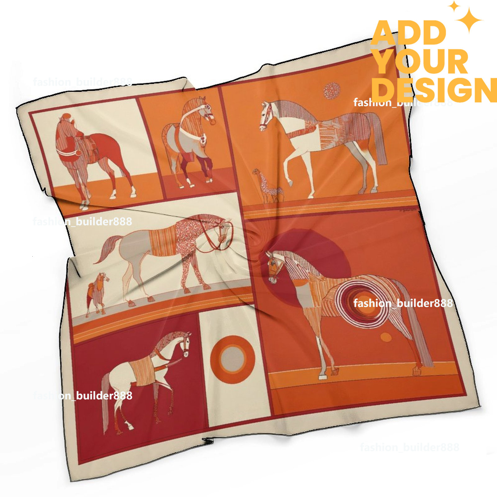 Designer personnalisé H cou écharpe pour motif de cheval de luxe femmes soyeux foulards cheveux bandanas carré écharpe accessoires de mode léger