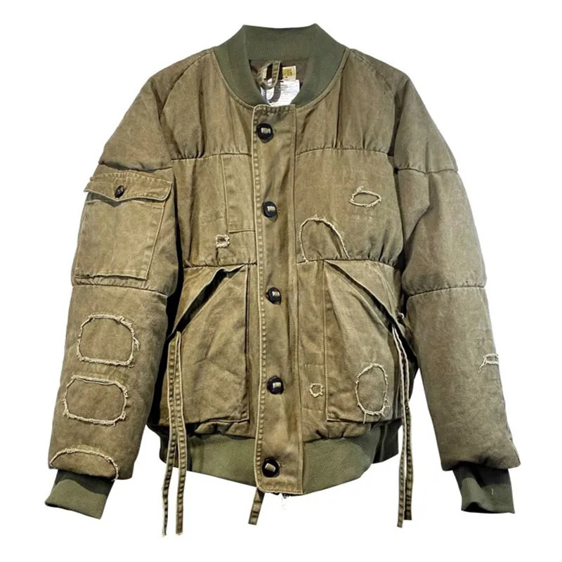 Rétro militaire épaissi en détresse cravate teint pain vers le bas manteau hommes hiver blanc canard vers le bas MA1 pilote doudoune mâle 251129