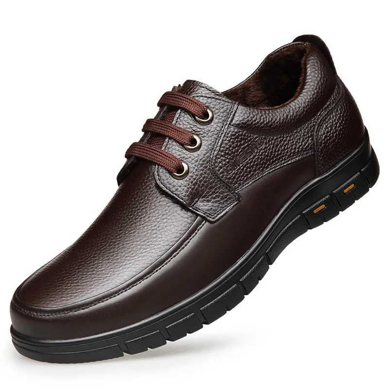 Hot Sale Men Genuine Leather Casual Shoes Soft Sole Lace-up Luxury Brand Middle-aged Old Man Dad Lightweight Loafers Shoes W251205
