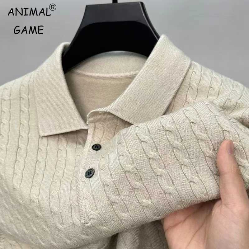 Autumn Mens Knitted Pullover Sweaters Cable Woolen Button Sweater Slim V-neck Long Sleeve Outerwear Winter Warm Heavyweight Top W251205