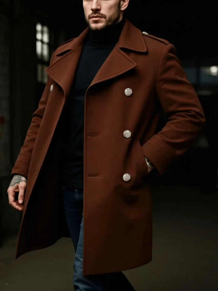 Mens Single-Breasted Wool Coat Thickened for Winter Trench Style Professional Look 251202