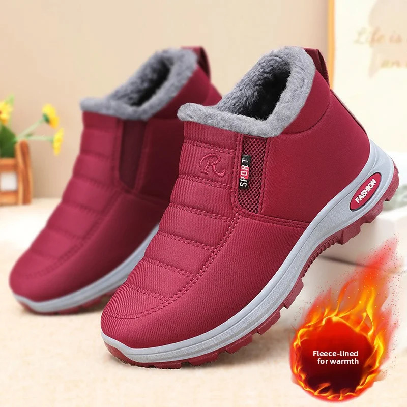 Bottes d'hiver imperméables pour femmes 2025 bottes de neige en peluche femmes bottines chaud noir Couple coton Couples plate-forme chaussures 25