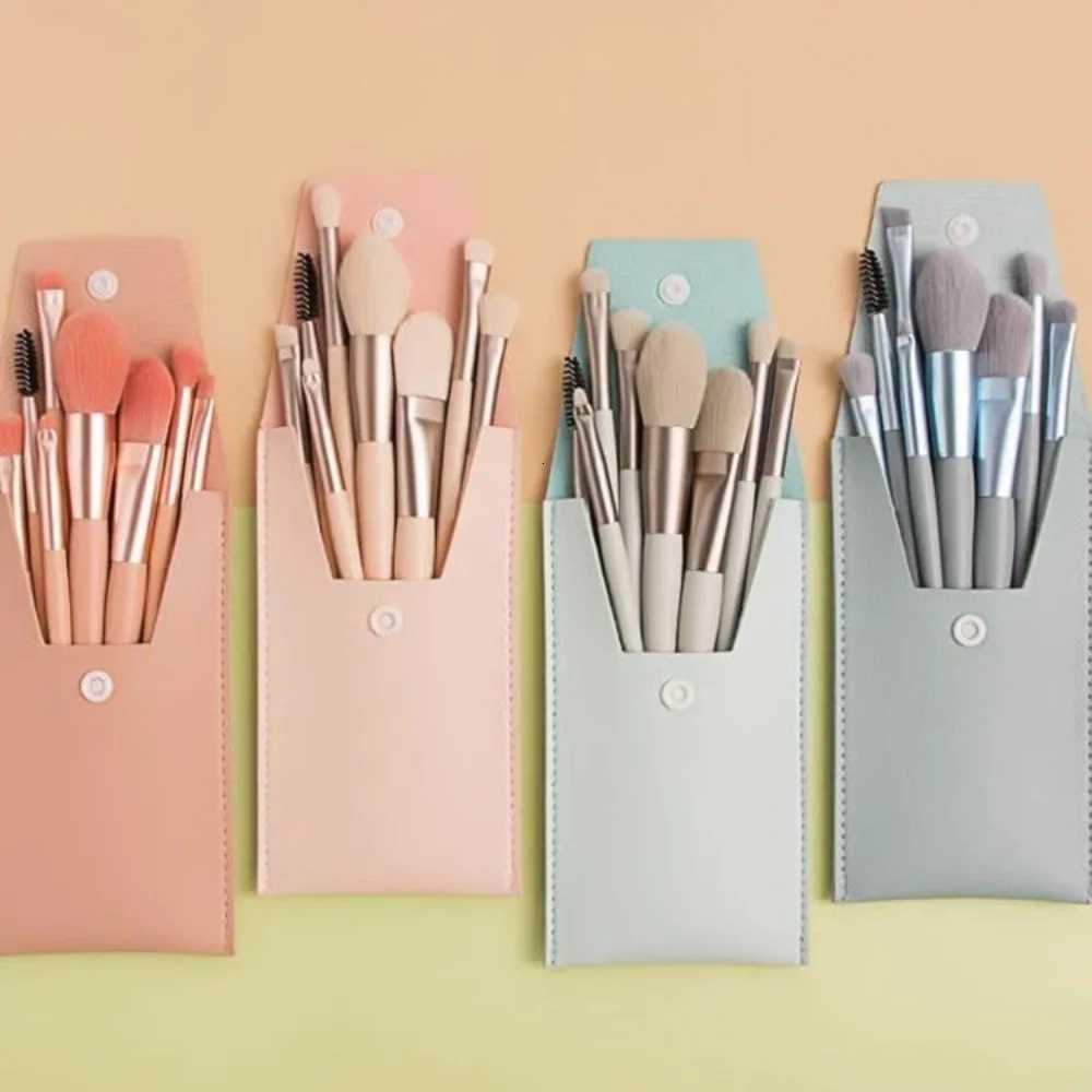 Set of 8 Soft Bristle Make Up Brushes Premium Synthetic With Bag Eyeshadow Brush Eye Facial Beauty Foundation BrushT251205-image-1087324063