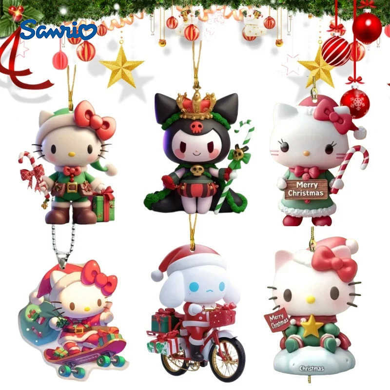 Sanrio Anime Figure Melody 2D Flat Christmas Tree Decoration Pendants Kuromi keychain Acrylic Pendants kids Toy Christmas Gifts H251205-image-1087316885