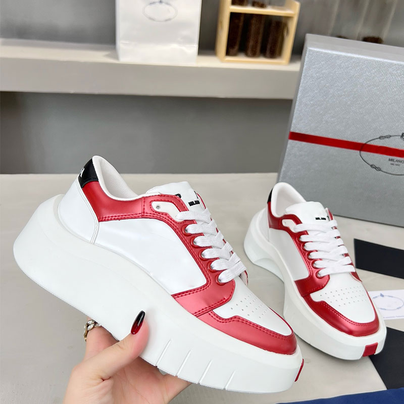 Couples Fashionable Casual Shoes Designers Luxury Lightweight Trainer Sneaker Mens Womens Cowhide Splicing Lace Up Shoes Thick Sole Design Sizes 35