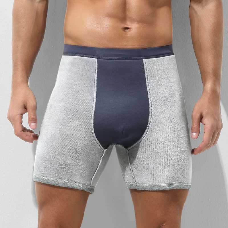 Sous-vêtements thermiques pour hommes Hommes Velours Épaissie Anti-usure Jambes Boxer Allongé Automne et Hiver D'âge Moyen et Aîné X251205