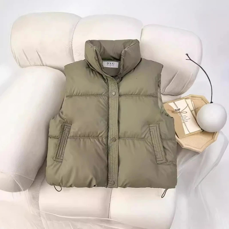Gilet en duvet de coton pour femme, veste ample à col montant, couleur unie, Version coréenne, automne-hiver 2025, 251129