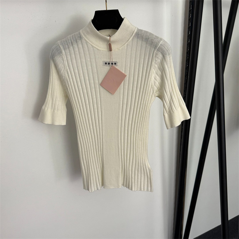 Designer Woolen Knitted T Shirt For Women Half Turtleneck Knit Bottoming Tops Versatile Slim Fit Short Sleeve Knitwear