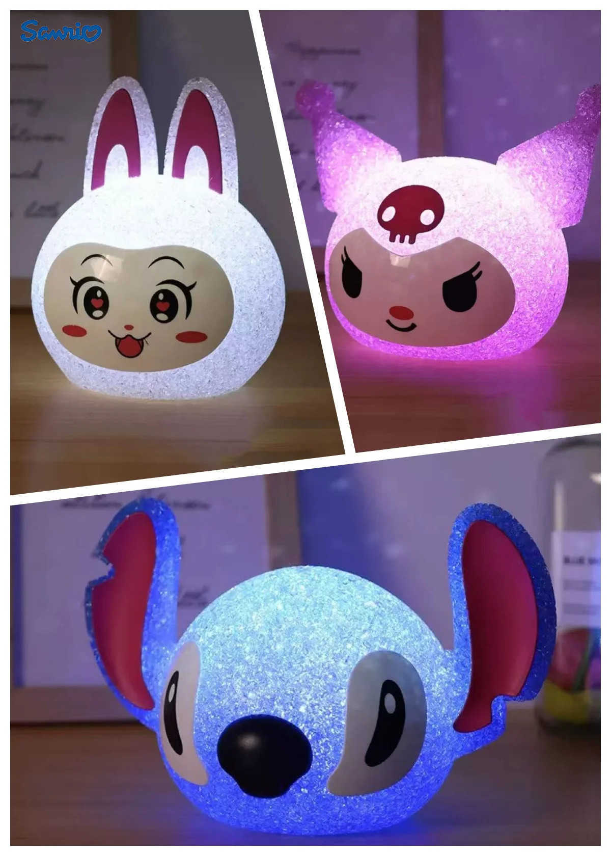 Sanrio LiloStitch Particle Projection Night Light 3d Cartoon Kuromi Rabbit Reading Lamp Electron Creative Desk Lamp For Kids Xmas Gift H251205-image-1087349252