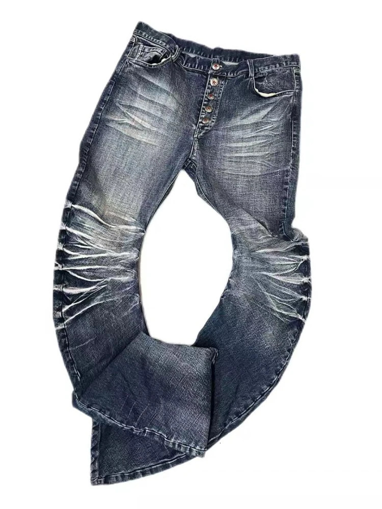 Y2K American Vintage Bootcut Jeans pleine longueur en détresse sous-culture Denim style punk rétro mince fermeture éclair taille moyenne 2025 aut