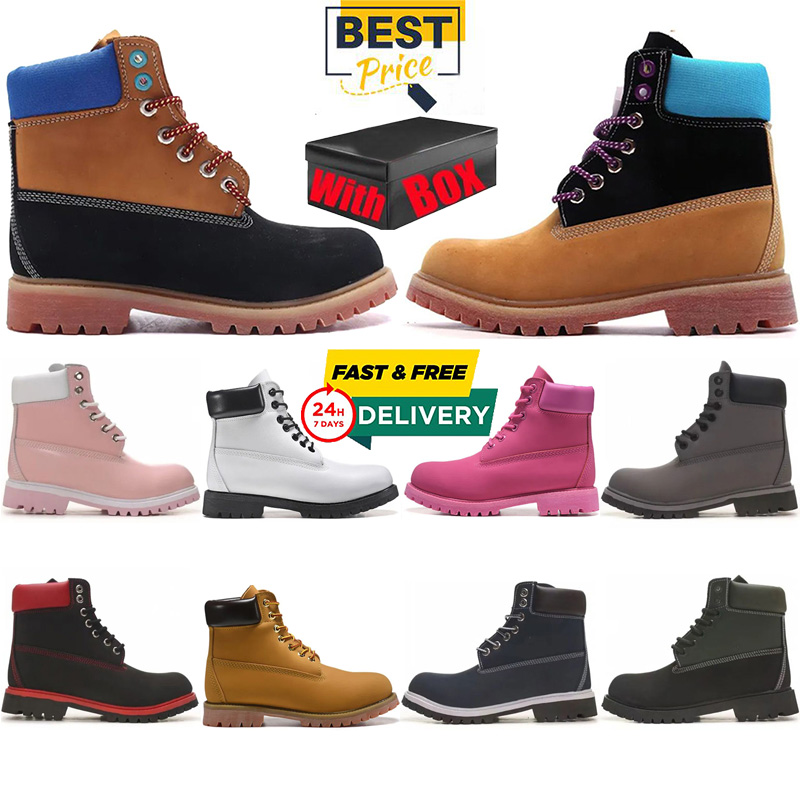 with box designer Snow Boots Half Boots men women Leather boots Ankle Boots Solid black white brwon grey pink red army green blue Ankle Vintage boot