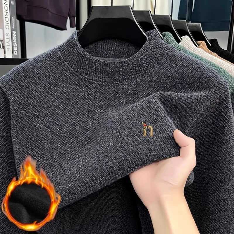 Hiver nouveau style hommes pull chaud luxe confort ajustement mélange coupe-vent doux pour la peau trajet quotidien extérieur brodé pull W251205