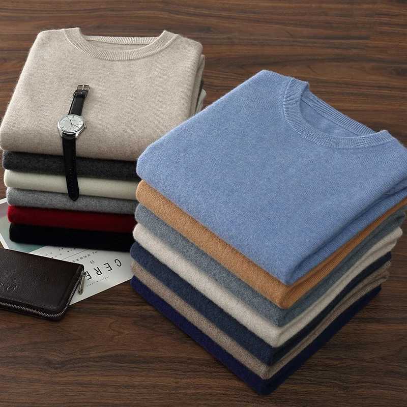 Automne/hiver nouveaux hommes 00 pull en cachemire décontracté couleur unie pull tricoté col rond ample hauts chaleur de base pull W251205