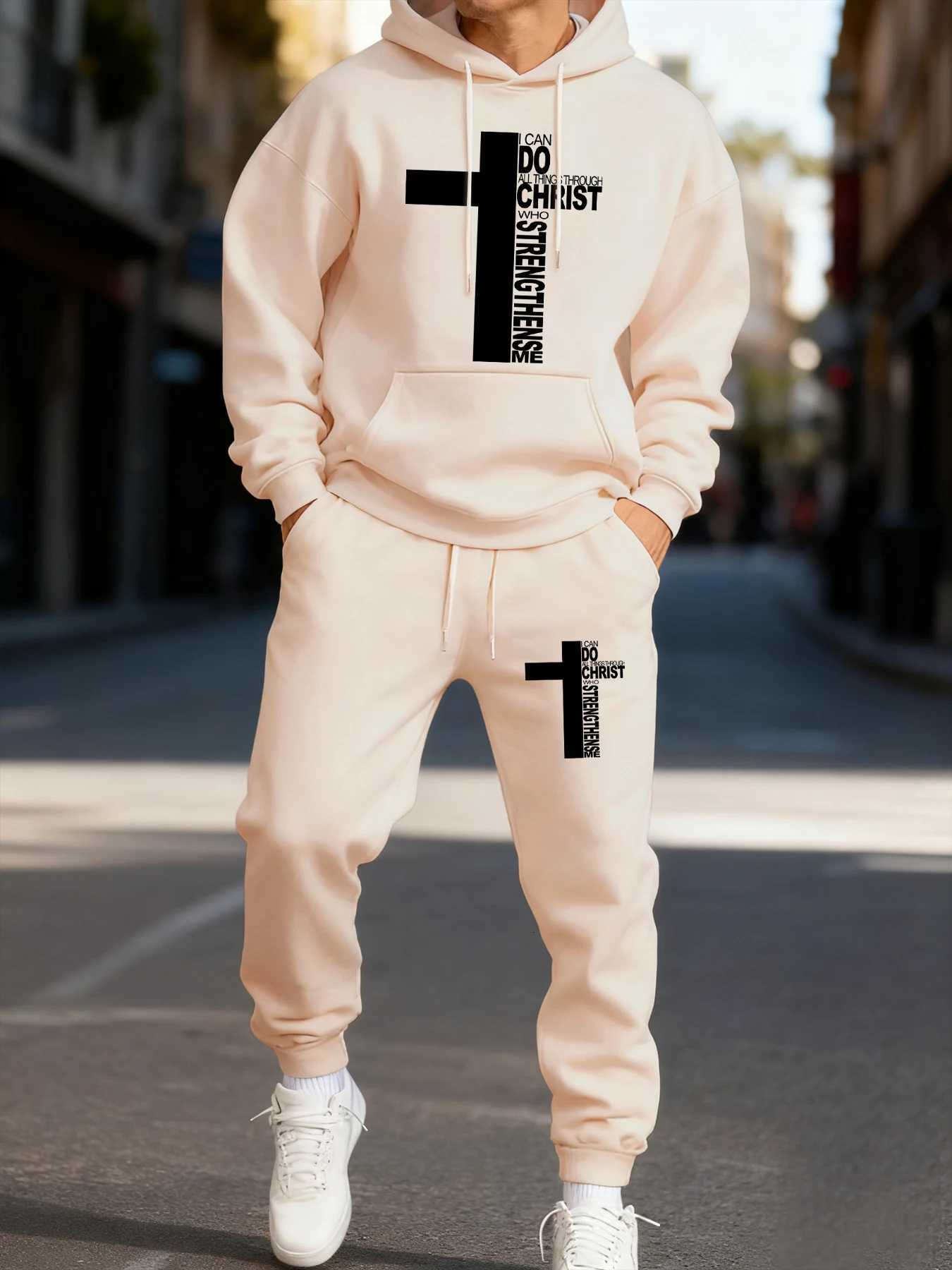 Spring and Autumn New Fashion Sportswear Mens Two Piece Set SportswearDrawstring Sweatpants Loose Hoodie Casual Hoodie Set X251205