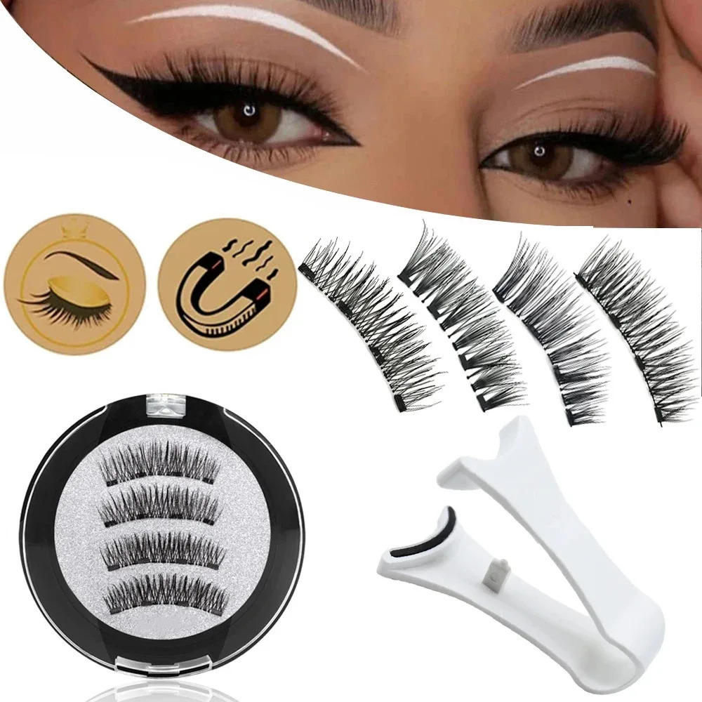 3D faux cils magnétiques cils magnétiques réutilisables avec 4 cils magnétiques outils de maquillage d'extension de cils naturels 251204