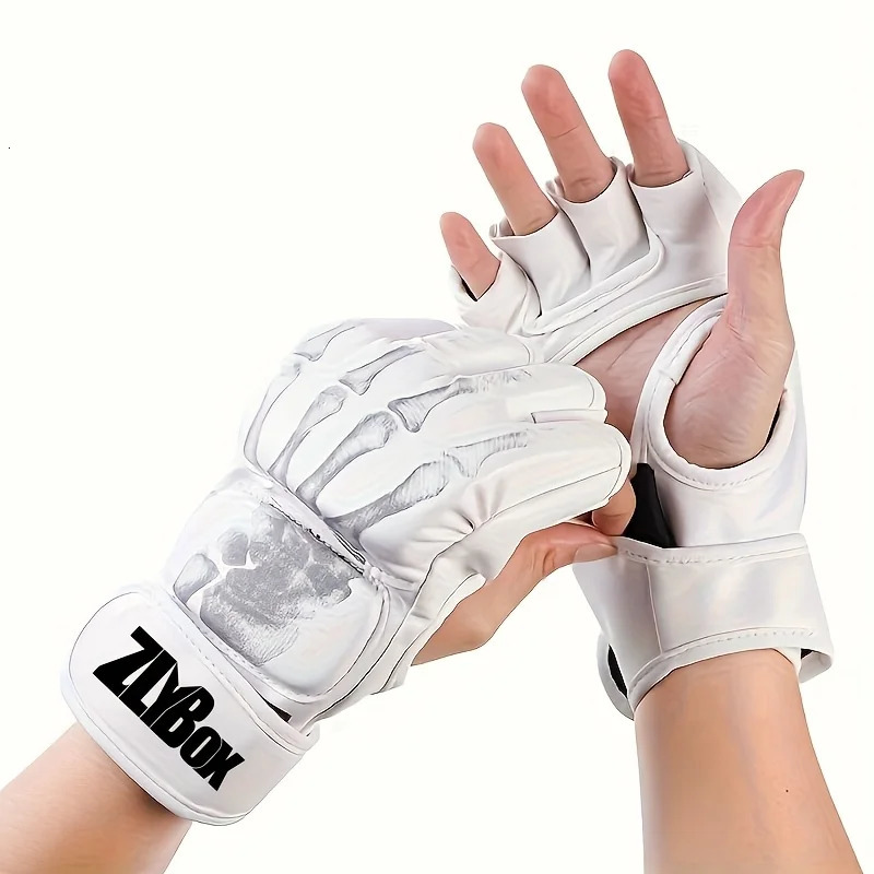 1 Pair of Pu Boxing Gloves Mma Gloves Half Finger Sandbag Taekwondo Muay Thai Gloves Professional Boxing Training Equipment 251204