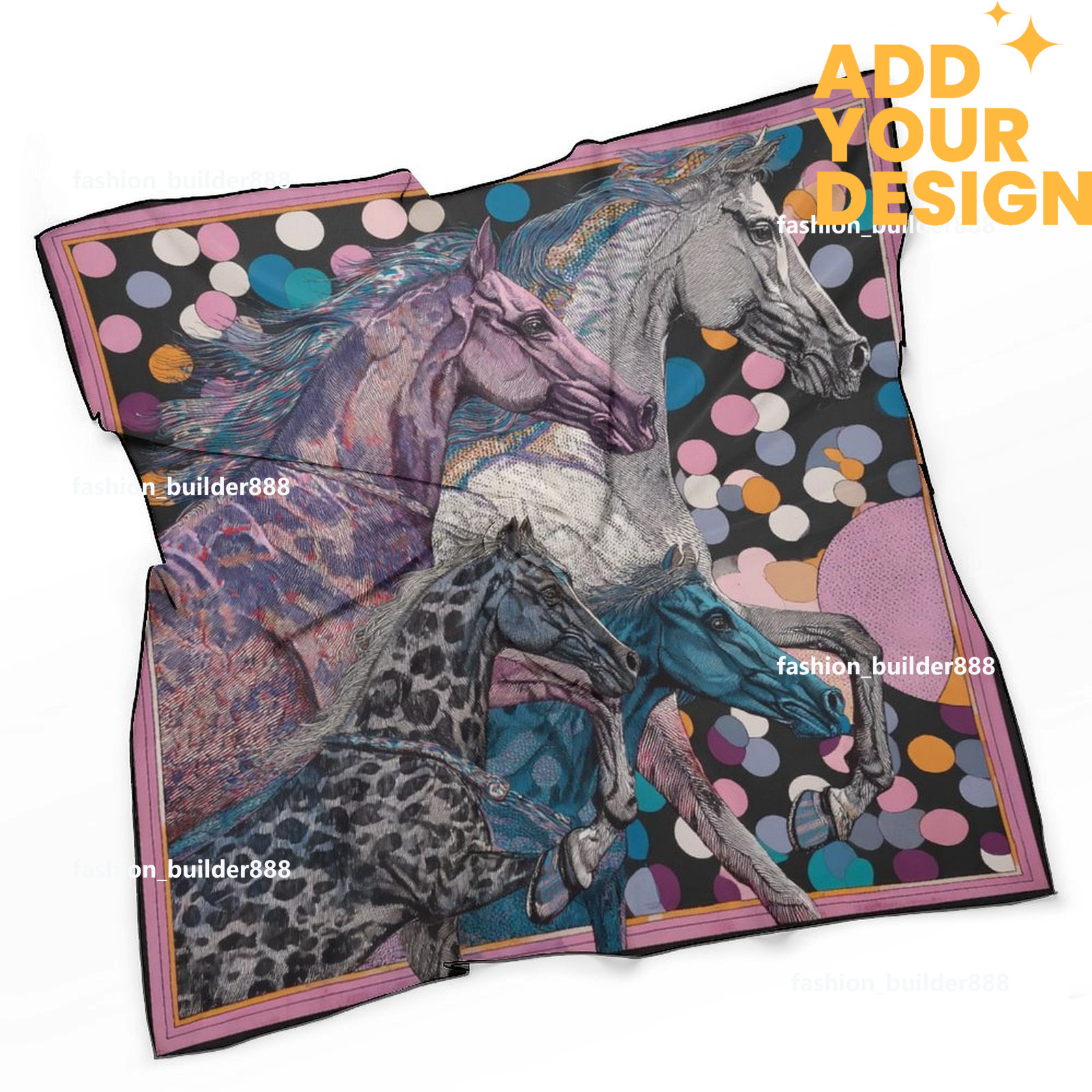 Designer personnalisé H cou écharpe pour motif de cheval de luxe femmes soyeux foulards cheveux bandanas carré écharpe accessoires de mode léger